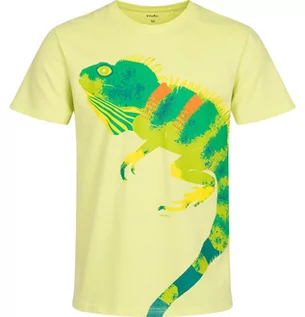 Koszulki męskie - Męski t-shirt z krótkim rękawem, z kolorową jaszczurką, żółty - grafika 1