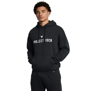 Męska bluza treningowa z kapturem Under Armour Project Rock Icon Fleece Hdy - czarna - UNDER ARMOUR - Bluzy sportowe męskie - miniaturka - grafika 1