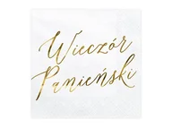 Wieczór panieński i kawalerski - PartyDeco "Serwetki Wieczór panieński, biały, 33x33cm (1 karton / 12 op.) (1 op. / 20 szt.)" SP33-91-019ME-KARTON [13991180] - miniaturka - grafika 1