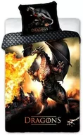 Pościel dla dzieci - Faro Pościel bawełniana 160x200 Dragons 027 Ognisty Smok czarna pomarańczowa poszewka 70x90 - miniaturka - grafika 1