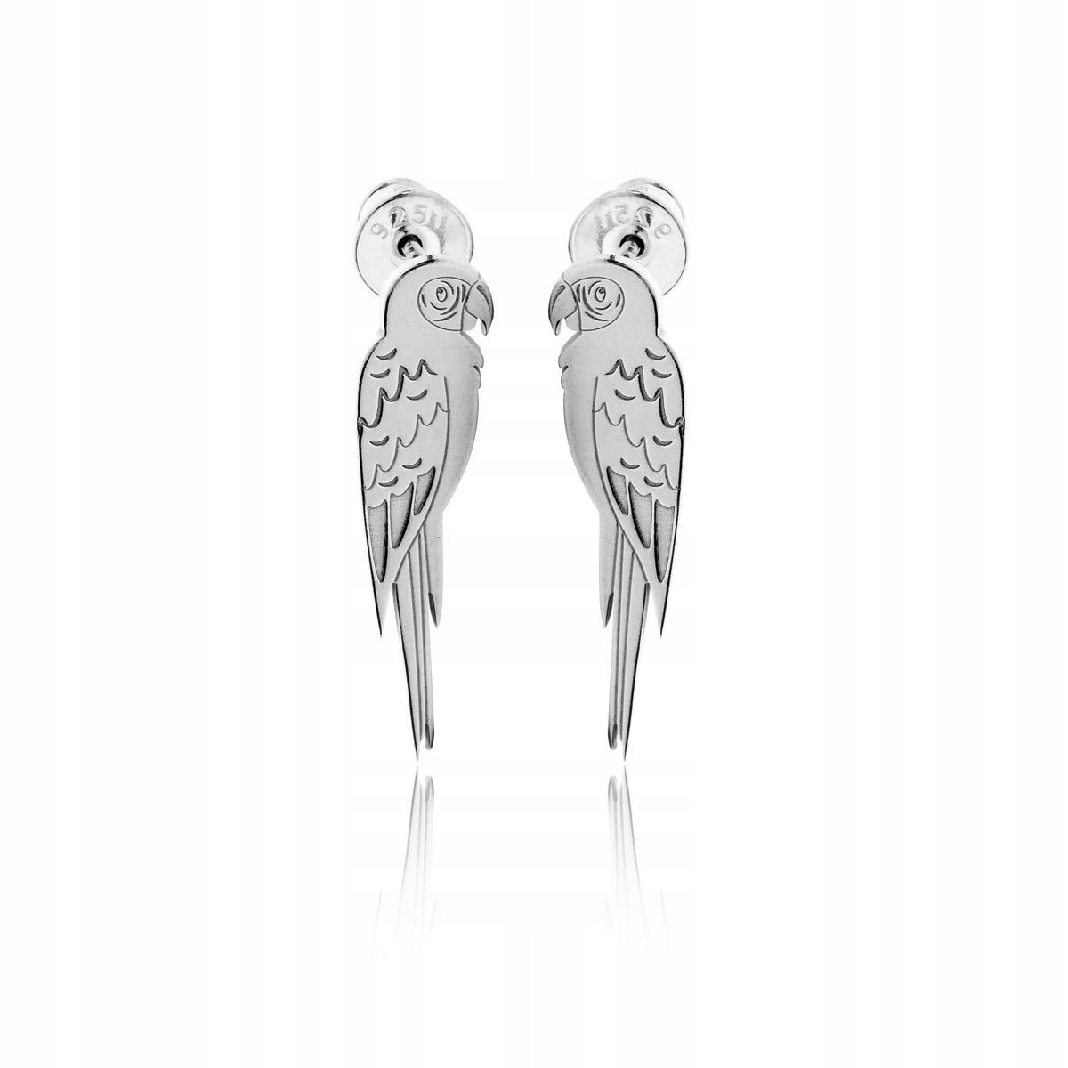 Kolczyki papugi srebrne rodowane