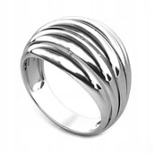 Pierścionki - Pierścionek Srebro 925 Elegancki Damski Wypukłe Linie Polerowany r. 20 - miniaturka - grafika 1