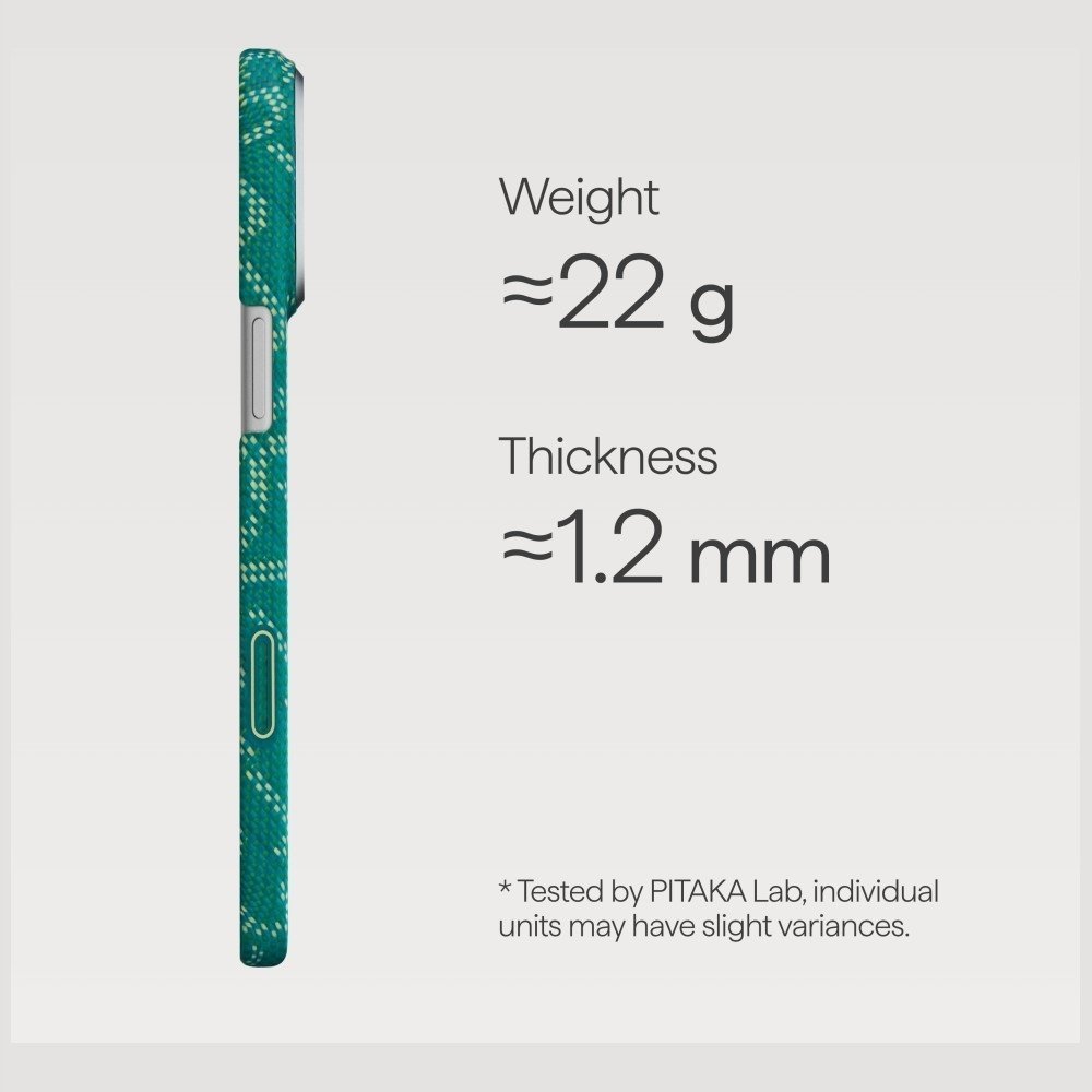 Pitaka PITAKA Monogram-Gold/Green Ultra-Slim Case for iPhone 17 Pro