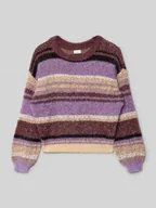 Swetry dla dziewczynek - Sweter z dzianiny o kroju regular fit z wielokolorowym wzorem - miniaturka - grafika 1