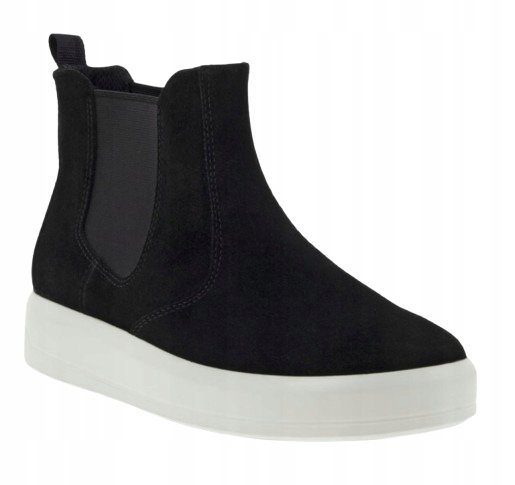 ECCO CZARNE BOTKI Z SKÓRY NATURALNEJ Z BIAŁĄ PODESZWĄ 38 T7D