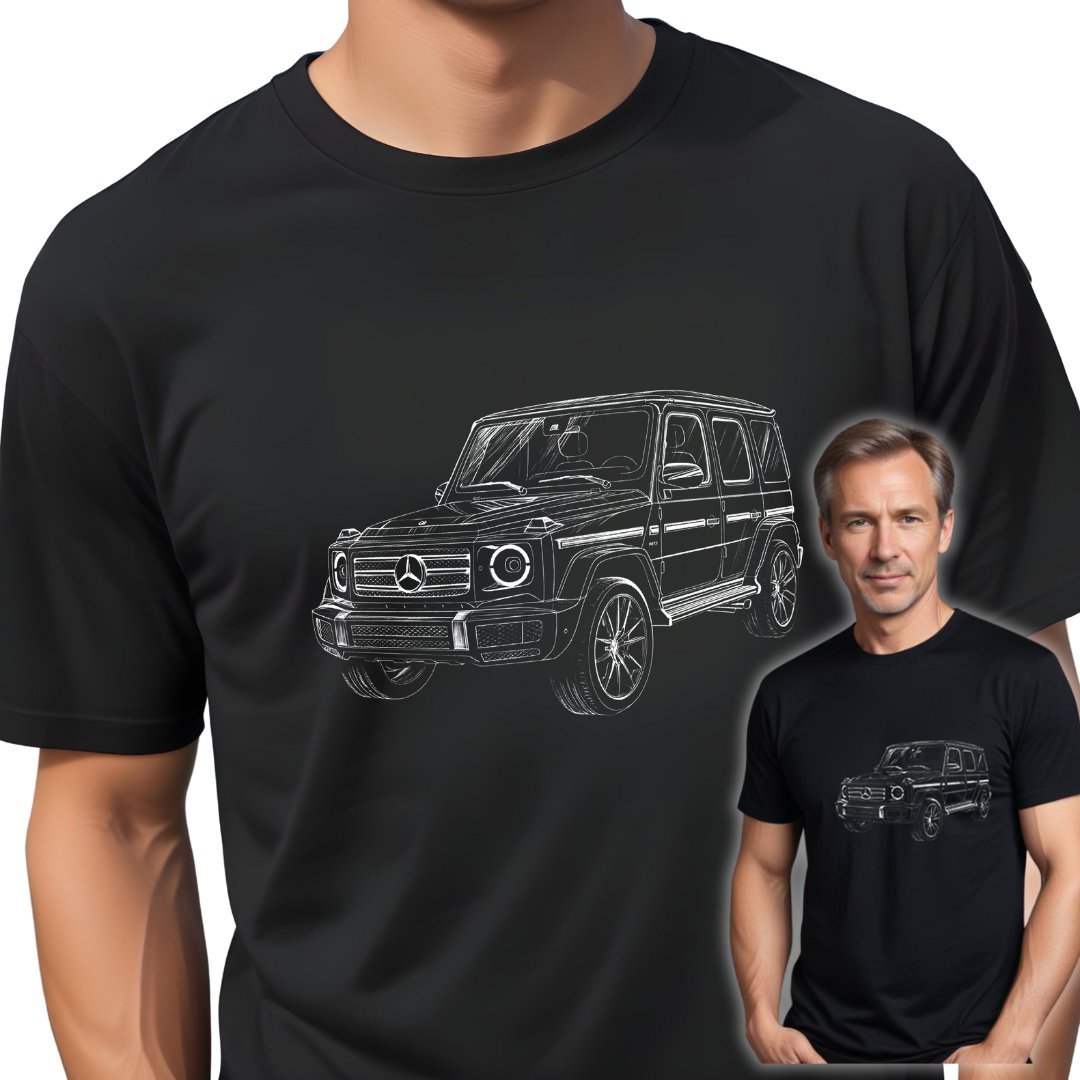 Męska koszulka MERCEDES G-CLASS czarny T-SHIRT z nadrukiem BAWEŁNA XS