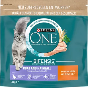 Purina ONE Coat & Hairball - 6 x 1,4 kg Dostawa GRATIS! - Sucha karma dla kotów - miniaturka - grafika 1