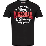Koszulki męskie - Lonsdale Męski T-shirt Waddon, czarny/czerwony/biały, S - miniaturka - grafika 1