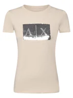 Koszulki i topy damskie - Armani Exchange Koszulka damska Kobiety Bawełna beżowy jednolity, M - miniaturka - grafika 1