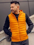 Kamizelki męskie - Camelowa pikowana kamizelka męska z kapturem Denley LY36A - miniaturka - grafika 1