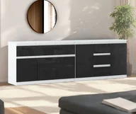 Komody - Komoda Z 6 Szufladami Do Salonu Sypialnia Szafka 240cm Biała Czarny Połysk - miniaturka - grafika 1