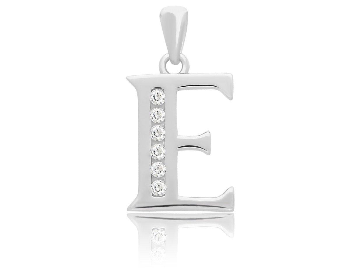 Zawieszka Srebrna Literka E Damska Cyrkonie 925 Wisiorek Na Łańcuszek