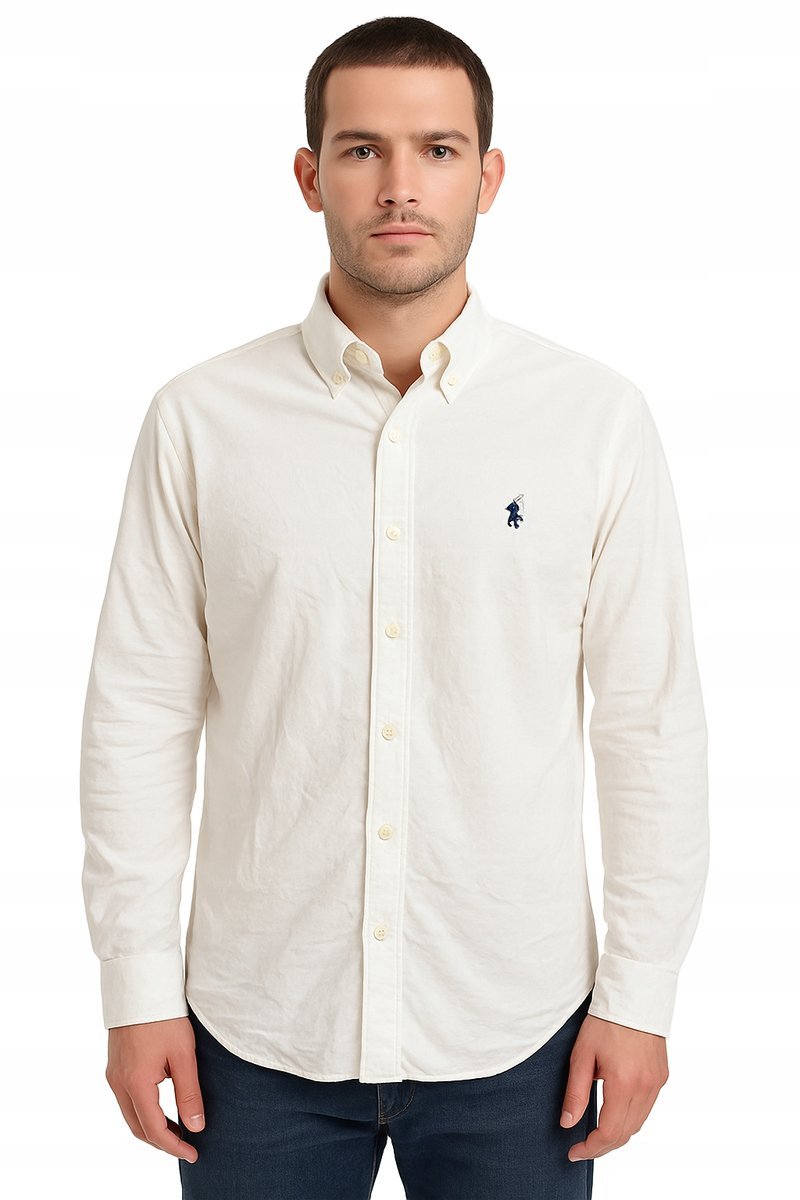 RALPH LAUREN ELEGANCKA KOSZULA BAWEŁNIANA Z LOGO I KOŁNIERZYKIEM XL 1JPA