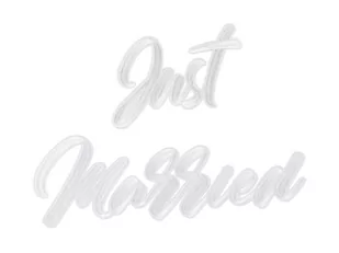Partydeco Naprasowanka Just Married, biały, 30x18cm NAP5 [17408377] - Wesele i ślub - miniaturka - grafika 1