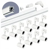 Lampy sufitowe - Zestaw szynowy 3 fazowy szyna 1m+2m, 10x Lampa, łącznik L Biały komplet - miniaturka - grafika 1