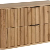 Szafki łazienkowe - Szafka łazienkowa GLAMOUR 100 cm DĄB CRAFT wisząca ryflowana 2 szuflady SOFT CLOSE + 2 kolory uchwytów - miniaturka - grafika 1