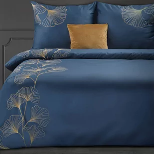 EUROFIRANY PREMIUM pościel HAFT  z satyny bawełnianej zdobiona haftowanymi liśćmi miłorzębu 160x200 cm, 2 szt. 70x80 cm - Pościel - miniaturka - grafika 1