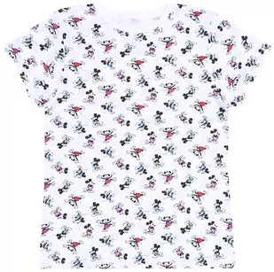Biała, Wzorzysta Koszulka Myszka Mickey Disney - Koszulki i topy damskie - miniaturka - grafika 1