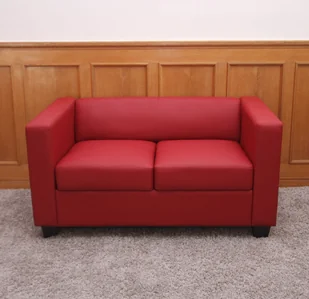 sofa rozkładana 2-osobowa Lille ~ skóra, czerwony - Sofy i kanapy - miniaturka - grafika 1