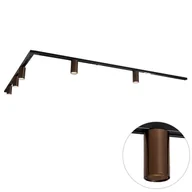 Lampy sufitowe - QAZQA Nowoczesny system oświetlenia szynowego z 5 reflektorami w kolorze ciemnego brązu, 1-fazowy, GU10, 50 mm - Iconic Ruby - miniaturka - grafika 1