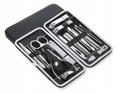 Zestawy do manicure i pedicure - Zestaw Przybornik do Manicure i Pedicure 19 elementów Czarne Etui - miniaturka - grafika 1