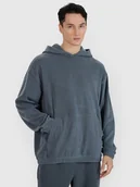 Bluzy męskie - 4F Bluza dresowa nierozpinana z kapturem męska - szara L - miniaturka - grafika 1