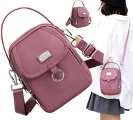 Etui i futerały do telefonów - Damska mini torebka z etui na telefon, różowa, wodoodporna, syntetyczna, 20x15x8 cm - miniaturka - grafika 1