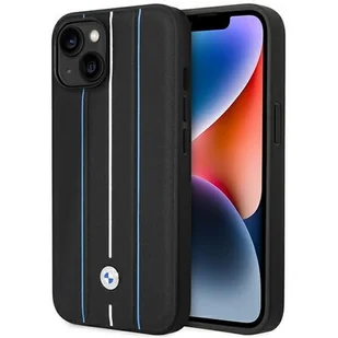 Etui BMW BMHCP14S22RVSK iPhone 14 6.1" czarny/black hardcase Leather Stamp Blue Lines - Etui i futerały do telefonów - miniaturka - grafika 1