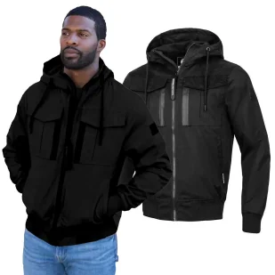 Kurtka Jesienna z kapturem Pit Bull Arillo- Czarna - Odzież taktyczna i umundurowanie - miniaturka - grafika 1