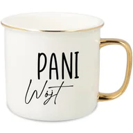 Kubki - KUBEK UCHO RANT ZŁOTY PORCELANOWY RETRO PREZENT DLA ZODIAKARY PANI WÓJT WZ - miniaturka - grafika 1