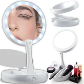 Lusterka do makijażu - Lusterko Led Kosmetyczne Do Makijażu Dwustronne Powiększające Podświetlane - miniaturka - grafika 1