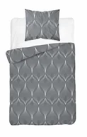 Pościel - Pościel satynowa 140x200 szara liście z jedną poszewką Home Satin - miniaturka - grafika 1