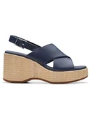 Sandały damskie - Clarks Skórzane sandały "Manon Wish" w kolorze granatowym na obcasie - miniaturka - grafika 1