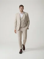 Kurtki męskie - Reserved - Marynarka regular z dodatkiem wiskozy - beżowy - miniaturka - grafika 1