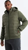 Kurtki męskie - Kurtka męska Ombre Pikowana męska kurtka bomberka z wysokim kołnierzem ciemnooliwkowa V3 OM-JALP-0140 M - miniaturka - grafika 1