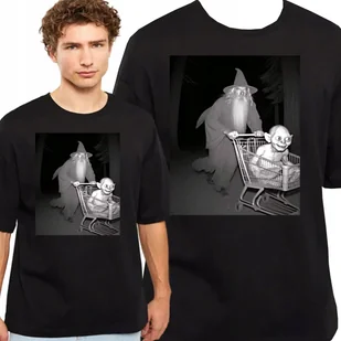 Śmieszna Koszulka Gandalf Pchający Golluma Władca Pierścieni S 3380 Czarna - Koszulki męskie - miniaturka - grafika 1