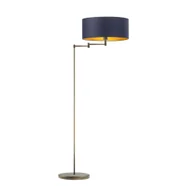 Lampy stojące - Złota lampa podłogowa na wysięgniku do salonu CANCUN GOLD z granatowym abażurem ze złotym wnętrzem - miniaturka - grafika 1