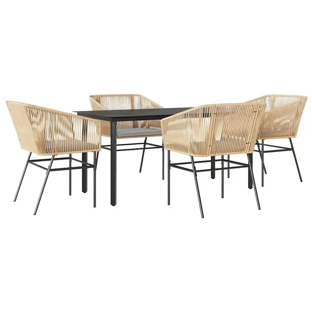 Zestaw Mebli Ogrodowych Rattan PE i Stal, Stół 160x80x74 cm, Krzesła 63x