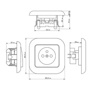 PLASTROL Gniazdo pojedyncze z uziemieniem FUN biały T-12237 - Gniazdka elektryczne - miniaturka - grafika 1