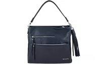 Torebki damskie - Pojemna skórzana torba z frędzlem - Granatowa - miniaturka - grafika 1
