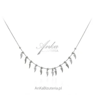 ankabizuteria.pl Srebrny naszyjnik CHOKER z piórkami - Naszyjniki - miniaturka - grafika 1