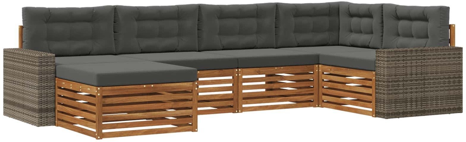 vidaXL Zestaw sof na zewnątrz z poduszką 6 pcs Naturalny i Antracytowy