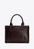 Torebki damskie - Damski kuferek z imitacji skóry z dekoracyjną plecionką brązowy - miniaturka - grafika 1