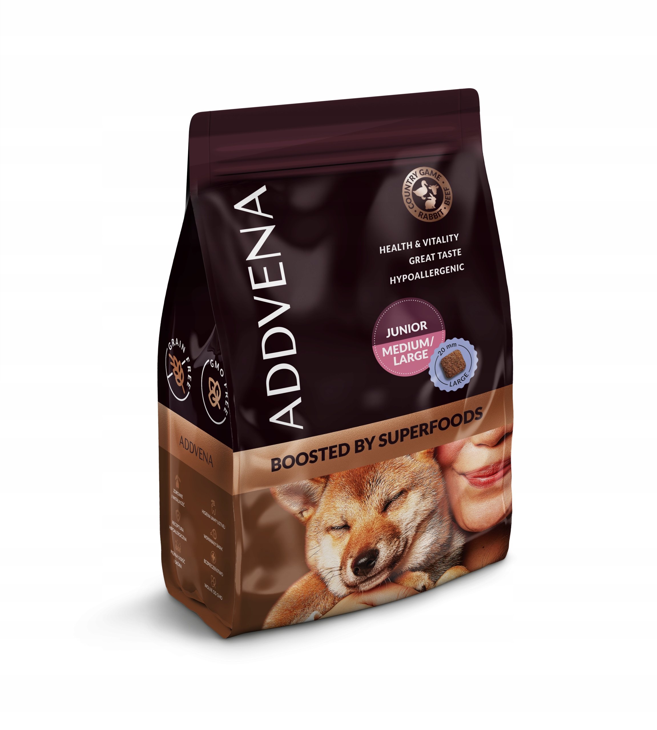 ADDVENA Boosted by Superfoods Junior medium&large 2,5kg dla szczeniąt ras średnich i dużych