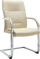 Fotele i krzesła biurowe - Elior Kremowe tapicerowane krzesło biurowe - Lauris 2X - miniaturka - grafika 1