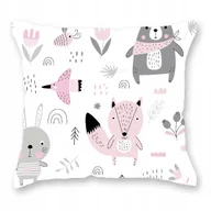 Pościel dla dzieci - Poszewka na jaśka na poduszkę dziecięca 40X40 bawełna różowe zwierzątka - miniaturka - grafika 1