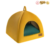 Legowiska dla psów - RECOBED budka dla psa Welurowe miodowa M 50x50cm - miniaturka - grafika 1