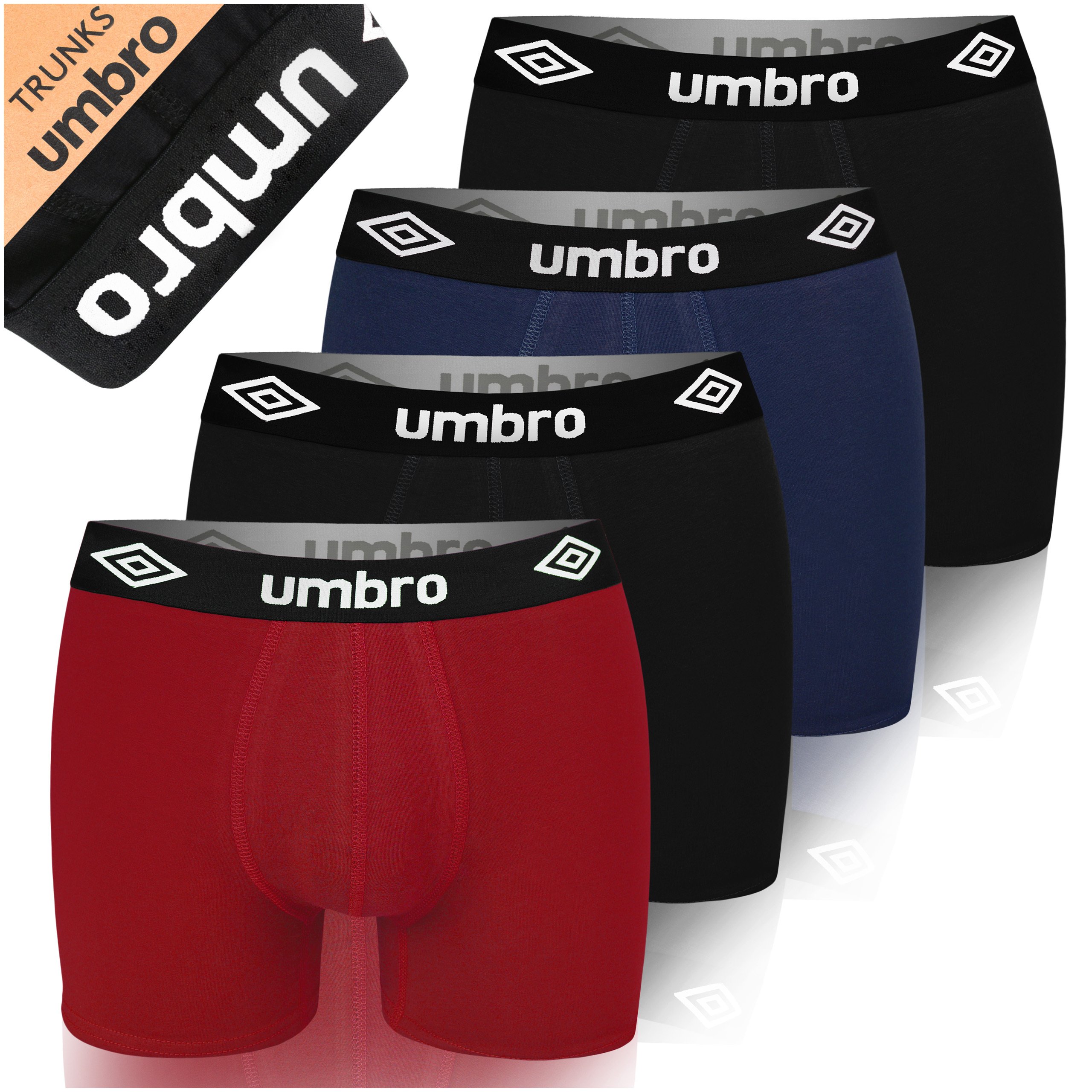 UMBRO PREMIUM Bokserki męskie bawełna 4 pack Elastyczne, miękkie majtki dla mężczyzn Idealne dopasowanie Doskonały komfort, jakość, XXL