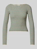 Swetry damskie - Sweter z dzianiny z dekoltem w łódkę model ‘FINA’ - miniaturka - grafika 1