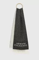 Apaszki i szaliki damskie - Armani Exchange szalik wełniany kolor czarny z nadrukiem - miniaturka - grafika 1